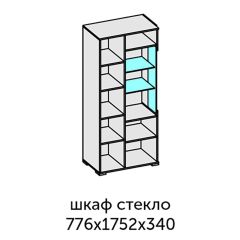 Аллегро-10 Шкаф 2дв. (со стеклом) (дуб крафт золотой-камень темный) в Краснокамске - krasnokamsk.mebel24.online | фото 2