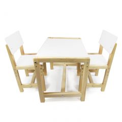 Детский растущий комплект стол и два стула  Я САМ "Лофт" (Белый, Сосна) в Краснокамске - krasnokamsk.mebel24.online | фото