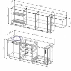 Кухонный гарнитур Антрацит 2550 (Стол. 26мм) в Краснокамске - krasnokamsk.mebel24.online | фото 2