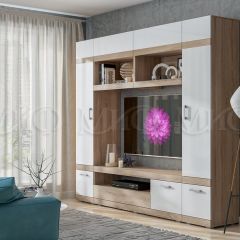 АВАНТА Гостиная (МДФ) Белый глянец холодный/Дуб сонома в Краснокамске - krasnokamsk.mebel24.online | фото 2