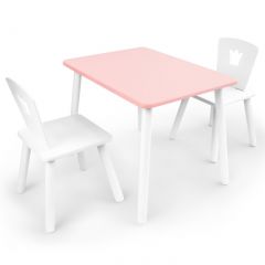 Комплект детской мебели стол и два стула Корона  (Розовый/Белый/Белый) в Краснокамске - krasnokamsk.mebel24.online | фото