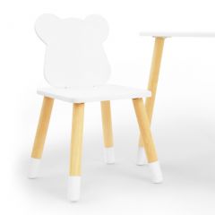 Комплект детской мебели стол и два стула Мишутка (Белый/Белый/Береза) в Краснокамске - krasnokamsk.mebel24.online | фото
