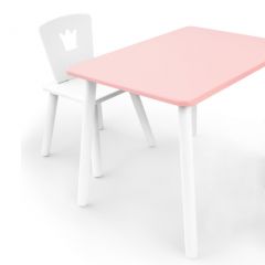 Комплект детской мебели стол и стул Корона (Розовый/Белый/Белый) в Краснокамске - krasnokamsk.mebel24.online | фото