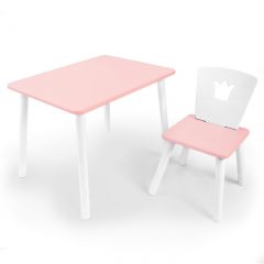 Комплект детской мебели стол и стул Корона (Розовый/Розовый/Белый) в Краснокамске - krasnokamsk.mebel24.online | фото