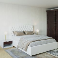 Кровать Берлин с ПМ 1200 (экокожа белая) в Краснокамске - krasnokamsk.mebel24.online | фото 2