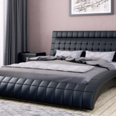 ВИРГИНИЯ Кровать 1600 (экокожа черная) в Краснокамске - krasnokamsk.mebel24.online | фото
