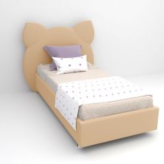Кровать Котя с ортопедическим основанием 800 (экокожа бежевый) в Краснокамске - krasnokamsk.mebel24.online | фото