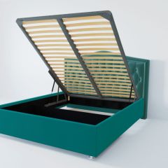 Кровать Нягань с ПМ 1400 (велюр бирюзовый) в Краснокамске - krasnokamsk.mebel24.online | фото