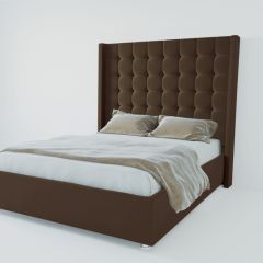 Кровать Венеция ЛЮКС с ПМ 800 (экокожа коричневая) в Краснокамске - krasnokamsk.mebel24.online | фото