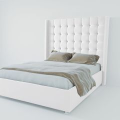 Кровать Венеция ЛЮКС с ПМ 900 (экокожа белая) в Краснокамске - krasnokamsk.mebel24.online | фото 2