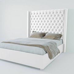 Кровать Версаль ЛЮКС с ПМ 1400 (экокожа белая) в Краснокамске - krasnokamsk.mebel24.online | фото