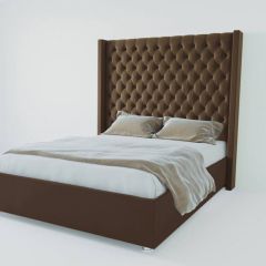 Кровать Версаль ЛЮКС с ПМ 1400 (экокожа коричневая) в Краснокамске - krasnokamsk.mebel24.online | фото