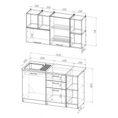 Кухонный гарнитур Ольга медиум 3 1400 мм в Краснокамске - krasnokamsk.mebel24.online | фото 2