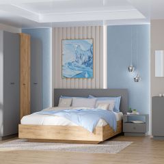 Модульная спальня Квадро (ЛДСП дуб крафт золотой) в Краснокамске - krasnokamsk.mebel24.online | фото