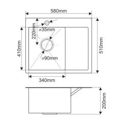 Мойка HD5851L MELANA ProfLine 3,0/200 САТИН врезная прямоугольная с коландером HD5851L в Краснокамске - krasnokamsk.mebel24.online | фото 2