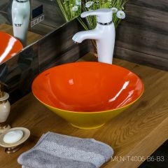 Накладная раковина melana mln-t4006-b6+b3 (желто-красная) в Краснокамске - krasnokamsk.mebel24.online | фото
