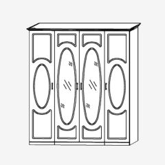 Прованс-2 Шкаф 4-х дверный с 2 зеркалами (Итальянский орех/Груша с платиной черной) в Краснокамске - krasnokamsk.mebel24.online | фото