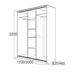 МИРАЖ 17.1 (620) 1 зеркало Шкаф для платья и белья в Краснокамске - krasnokamsk.mebel24.online | фото 5