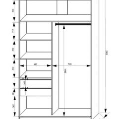 Шкаф-купе 1400 серии SOFT D1+D3+B2+PL1 (2 ящика+1штанга) профиль «Графит» в Краснокамске - krasnokamsk.mebel24.online | фото 3