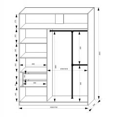 Шкаф-купе 1500 серии NEW CLASSIC K4+K4+B2+PL4 (2 ящика+F обр. штанга) профиль «Капучино» в Краснокамске - krasnokamsk.mebel24.online | фото 3