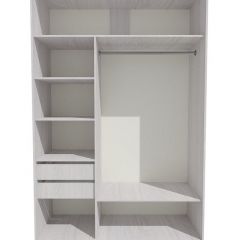 Шкаф-купе 1500 серии SILVER S1+S1+B2+PL2 (2 ящика+1 штанга+1 полка) профиль «Серебро» в Краснокамске - krasnokamsk.mebel24.online | фото 2