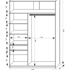 Шкаф-купе 1600 серии SOFT D1+D3+B2+PL1 (2 ящика+1штанга) профиль «Графит» в Краснокамске - krasnokamsk.mebel24.online | фото 4