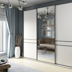 Шкаф-купе 2100 серии SOFT D5+D4+D5+B22+PL3 (по 2 ящика лев/прав+2штанги) профиль «Графит» в Краснокамске - krasnokamsk.mebel24.online | фото