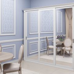 Шкаф-купе 2150 серии NEW CLASSIC K1+K1+K1+B22+PL4 (по 2 ящика лев/прав+F обр.штанга) профиль «Капучино» в Краснокамске - krasnokamsk.mebel24.online | фото