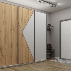 Шкаф-купе 2400 серии SOFT D2+D7+D3+B22+PL2 (по 2 ящика лев/прав+1штанга+1полка) профиль «Графит» в Краснокамске - krasnokamsk.mebel24.online | фото