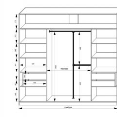 Шкаф-купе 2450 серии NEW CLASSIC K4+K4+K4+B22+PL4 (по 2 ящика лев/прав+F обр.штанга) профиль «Капучино» в Краснокамске - krasnokamsk.mebel24.online | фото 3