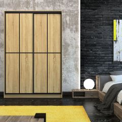 Шкаф-купе Лофт 1600 Шк16-60 (Дуб Сонома) в Краснокамске - krasnokamsk.mebel24.online | фото