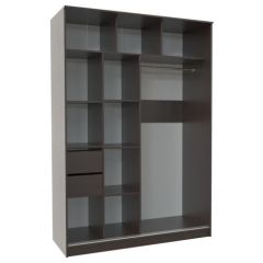 Шкаф-купе ПШ-2.9 1500 Фасад ВСТАВКА МДФ | СТЕКЛО (Венге/Стекло черное) в Краснокамске - krasnokamsk.mebel24.online | фото 2