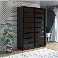 Шкаф-купе ПШ-2.9 1500 Фасад ВСТАВКА МДФ | СТЕКЛО (Венге/Стекло черное) в Краснокамске - krasnokamsk.mebel24.online | фото