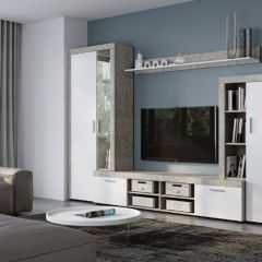 Стенка SKYE (Beton Jasny Atelier/белый) в Краснокамске - krasnokamsk.mebel24.online | фото