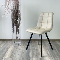 Стул CHILLI SQUARE HK017-02 серо-бежевый, PU/ черный каркас М-City в Краснокамске - krasnokamsk.mebel24.online | фото 2