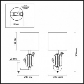 Бра Odeon Light Cactus 5425/1W в Краснокамске - krasnokamsk.mebel24.online | фото 5