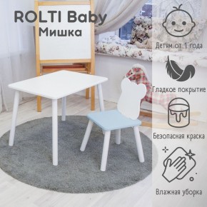 Детский комплект стол и стул «Мишка» Rolti Baby  (голубая столешница/голубое сиденье/белые ножки) в Краснокамске - krasnokamsk.mebel24.online | фото