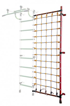 Дополнительная стойка к пристенному ДСК с сеткой для лазания, цв. красный в Краснокамске - krasnokamsk.mebel24.online | фото