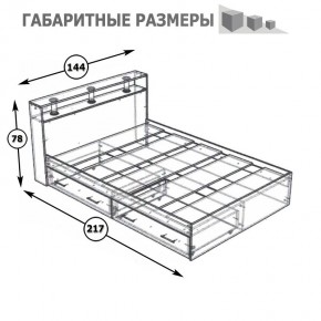 Камелия Кровать с ящиками 1400, цвет белый, ШхГхВ 143,5х217х78,2 см., сп.м. 1400х2000 мм., без матраса, основание есть в Краснокамске - krasnokamsk.mebel24.online | фото 7