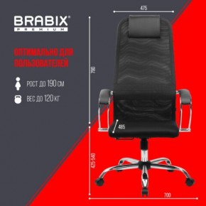 Кресло BRABIX PREMIUM "Ultimate EX-800" хром, плотная двойная сетка Х2, черное, 532911 в Краснокамске - krasnokamsk.mebel24.online | фото 6