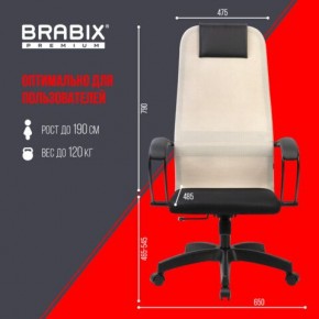 Кресло BRABIX PREMIUM "Ultimate EX-800" пластик, плотная двойная сетка Х2, черное/бежевое, 532916 в Краснокамске - krasnokamsk.mebel24.online | фото 6