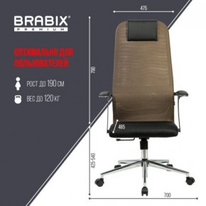 Кресло BRABIX PREMIUM "Ultimate EX-801" хром, плотная двойная сетка Х2, черное/коричневое, 532920 в Краснокамске - krasnokamsk.mebel24.online | фото 6