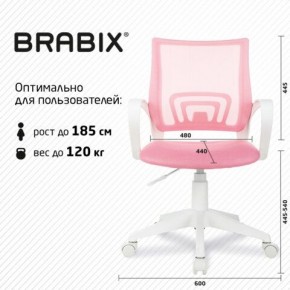 Кресло BRABIX "Fly MG-396W", с подлокотниками, пластик белый, сетка, розовое, 533008 в Краснокамске - krasnokamsk.mebel24.online | фото 5