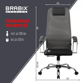 Кресло офисное BRABIX PREMIUM "Ultimate EX-800" хром, плотная двойная сетка Х2, черное/серое, 532912 в Краснокамске - krasnokamsk.mebel24.online | фото 3