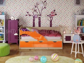 Кровать Дельфин-1 800*1600 (Оранжевый металлик/дуб крафт белый) в Краснокамске - krasnokamsk.mebel24.online | фото