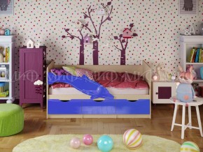 Кровать Дельфин-1 800*1600 (Синий металлик/дуб крафт белый) в Краснокамске - krasnokamsk.mebel24.online | фото