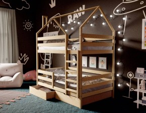 Кровать-домик двухъярусная 80*190 без покраски в Краснокамске - krasnokamsk.mebel24.online | фото