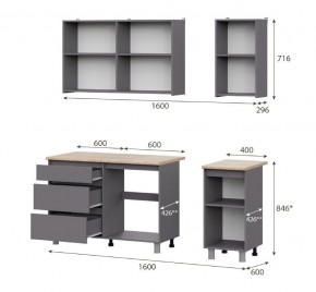 Кухонный гарнитур ДЕНВЕР (1600) Графит серый/Дуб Сонома в Краснокамске - krasnokamsk.mebel24.online | фото 2
