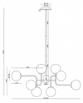 Люстра на штанге Maytoni Erich MOD221-PL-12-N в Краснокамске - krasnokamsk.mebel24.online | фото 3