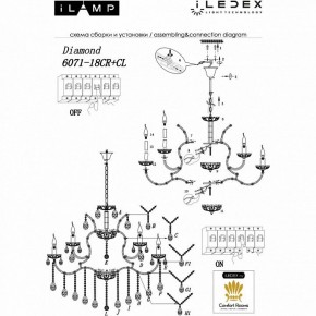 Подвесная люстра iLamp Diamond 6071-18 CR+CL в Краснокамске - krasnokamsk.mebel24.online | фото 2